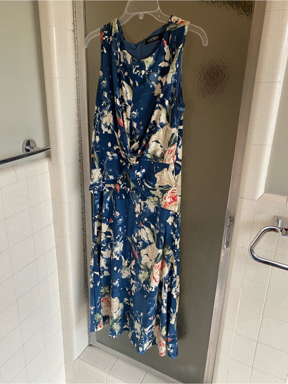 Ralph Lauren Navy Floral Sleeveless Twist-Waist Maxi Dress